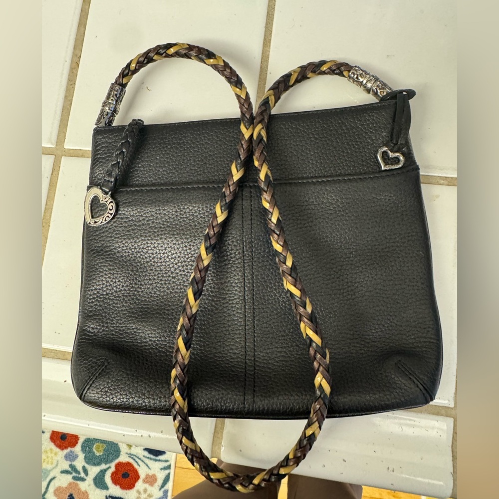 Brighton Genuine Leather Shoulder Bag with Woven Strap - Picture 2 of 7